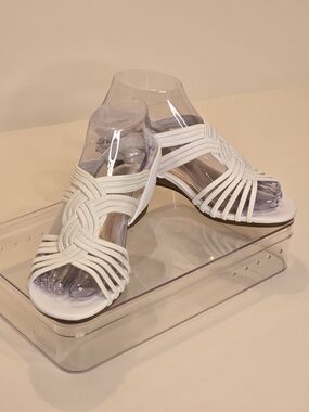 Impo Ravi White Woven Multi-Strap Heeled Sandals